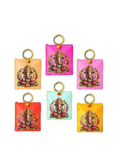 Betterminds Ganesh Potli Bag Multicolour Return Gifts with Ring Handle and Tassel
