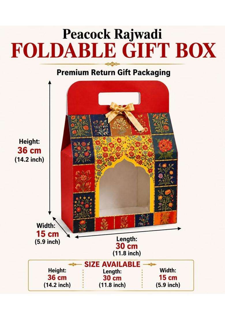 Satyam Kraft 6 Pcs Big Peacock Rajwadi Gift Box with Window Cardboarddecorative Gift Box for Wedding Diwali - Indya