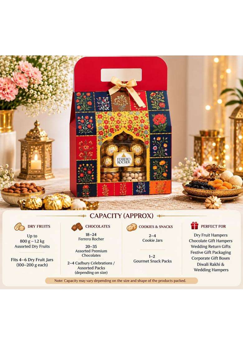 Satyam Kraft 6 Pcs Big Peacock Rajwadi Gift Box with Window Cardboarddecorative Gift Box for Wedding Diwali - Indya
