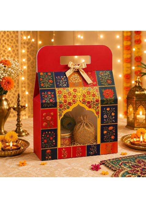 Satyam Kraft 6 Pcs Big Peacock Rajwadi Gift Box with Window Cardboarddecorative Gift Box for Wedding Diwali