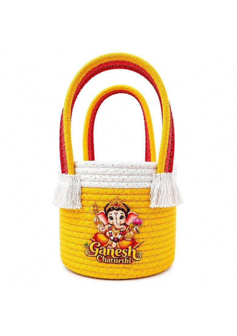 VOK57 Multicolour Ganpati Return Gift Bags with Handles Ganesh Chaturthi Gift Bags Pack of 5 - Indya