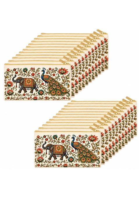 Vyora Beige Makeup Pouch for Women Zipper Purse Return Gifts 24 Pack