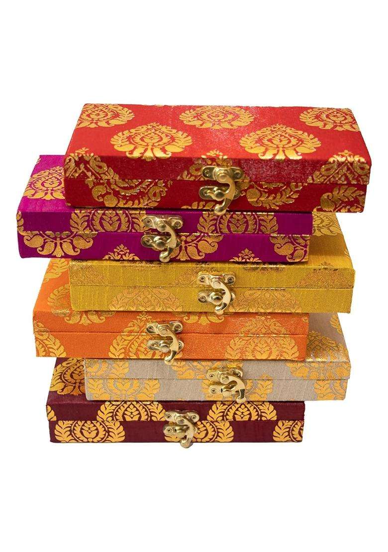 Jaipur ACE Wooden Decorative Multicolor Gaddi Boxes for Cash Paan and Jewellery Set of 8 - Indya