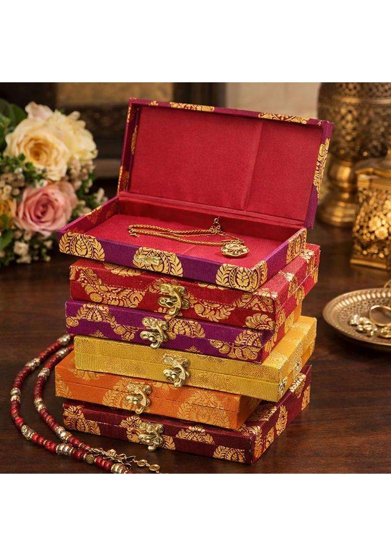 Jaipur ACE Wooden Decorative Multicolor Gaddi Boxes for Cash Paan and Jewellery Set of 8 - Indya