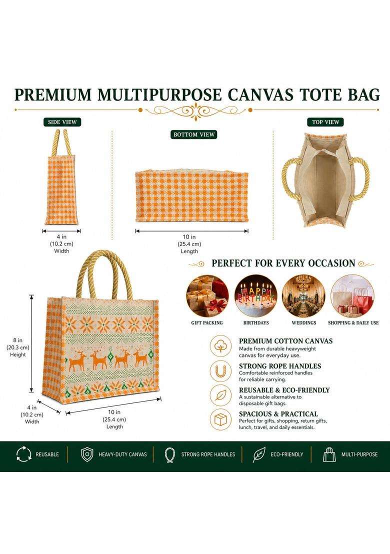 Anbali Canvas Gift Bags Thamboolam Bags for Women Pack of 10 - Indya
