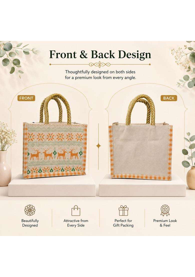Anbali Canvas Gift Bags Thamboolam Bags for Women Pack of 10 - Indya