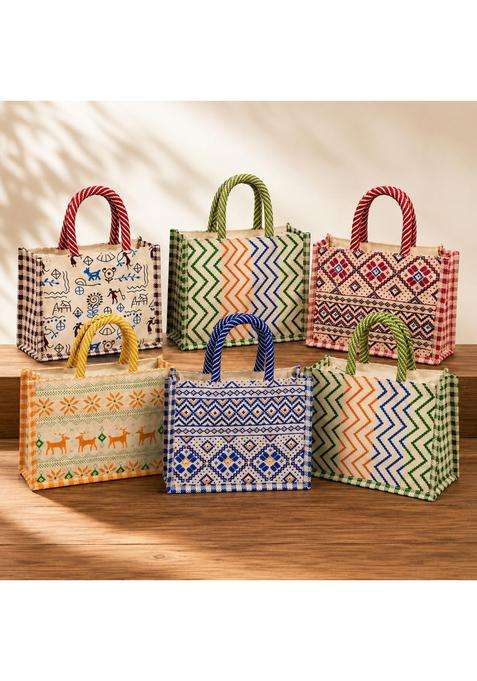 Anbali Canvas Gift Bags Thamboolam Bags for Women Pack of 10