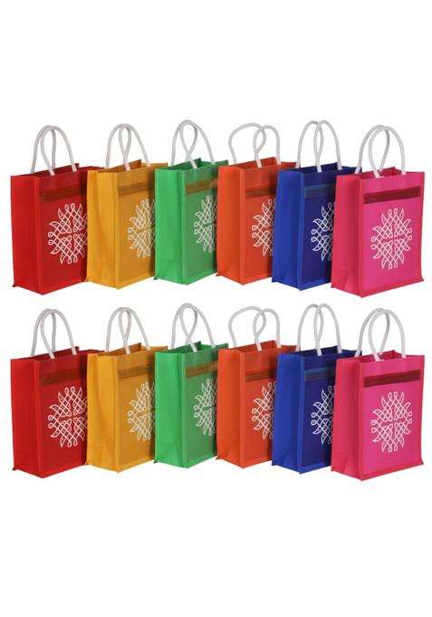 Desi Dhaga Multicolor Kolam Jute Bags for Return Gifts Eco Friendly Reusable Gift Bags for Women