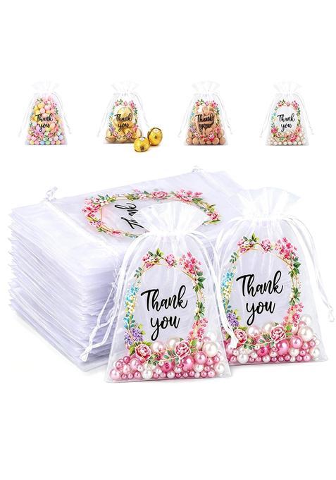 Fianoeir Gift Bags Medium Size 50 Count White Organza Drawstring Bags