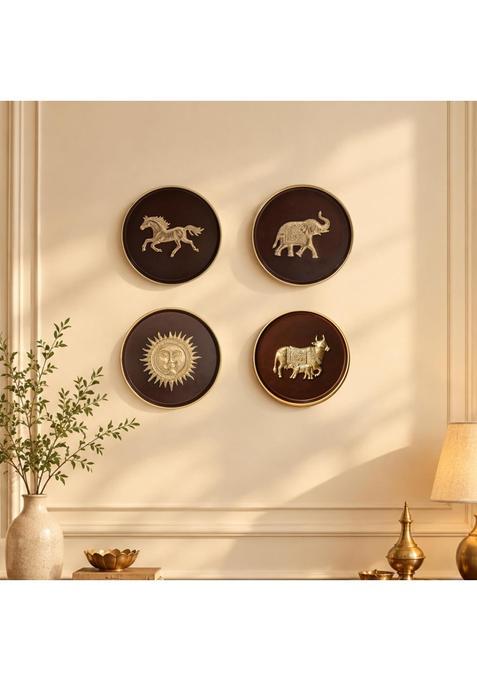 Behoma Metal Wall Plates Decorative Wall Art for Living Room Pack of 4