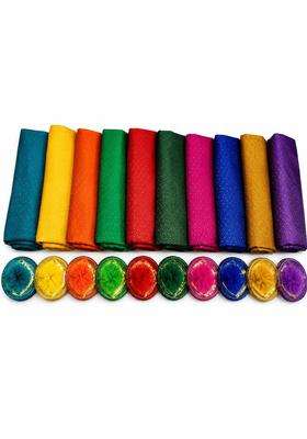 Multicolour 10 Blouse Pieces with 10 Bangle Return Gift Set Unstitched Blouse Fabric