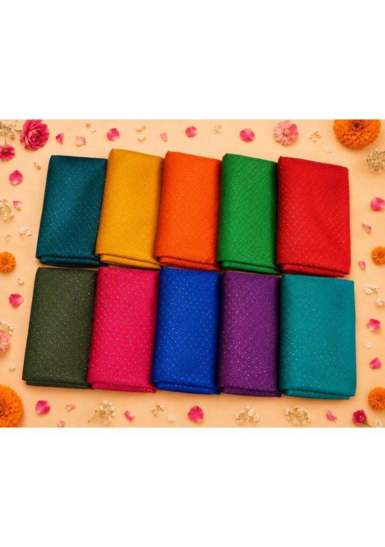 Multicolour 10 Blouse Pieces with 10 Bangle Return Gift Set Unstitched Blouse Fabric - Indya