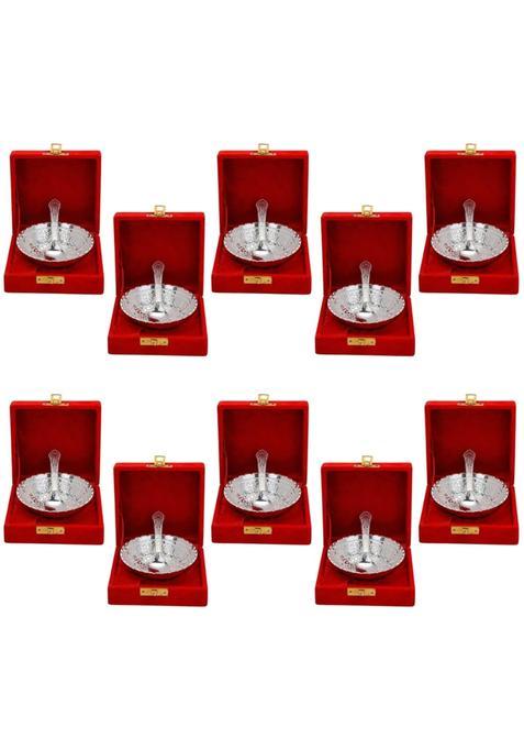 Saugat Traders Return Gifts for Puja Function Bulk Bowl Spoon Set Gift Box Wedding Favours Guests Pack of 10