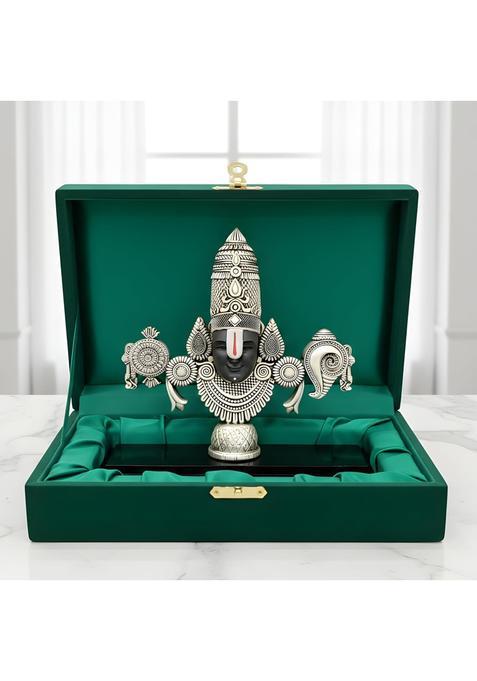 Dev Aastha Silver 999 Plated Balaji Statue Divine Vastu Table Decor for Pooja Room and Prayer Room
