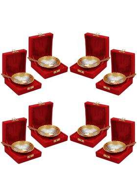 Saugat Traders Return Gifts for Puja Function Bulk Bowl Spoon Set Gift Box Wedding Favours Guests Pack of 8