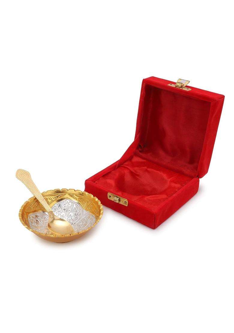 Saugat Traders Return Gifts for Puja Function Bulk Bowl Spoon Set Gift Box Wedding Favours Guests Pack of 8 - Indya