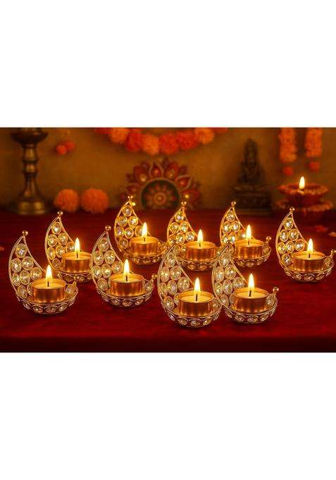 Centralit Moon Tea Light Holder Candle Holder Crystal Candle Holder Metal Lanterns Pack of 6