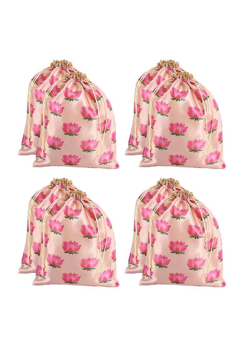 Kuber Industries Cream Polyester Potli Bags 7X9 Inch Pack of 8 - Indya