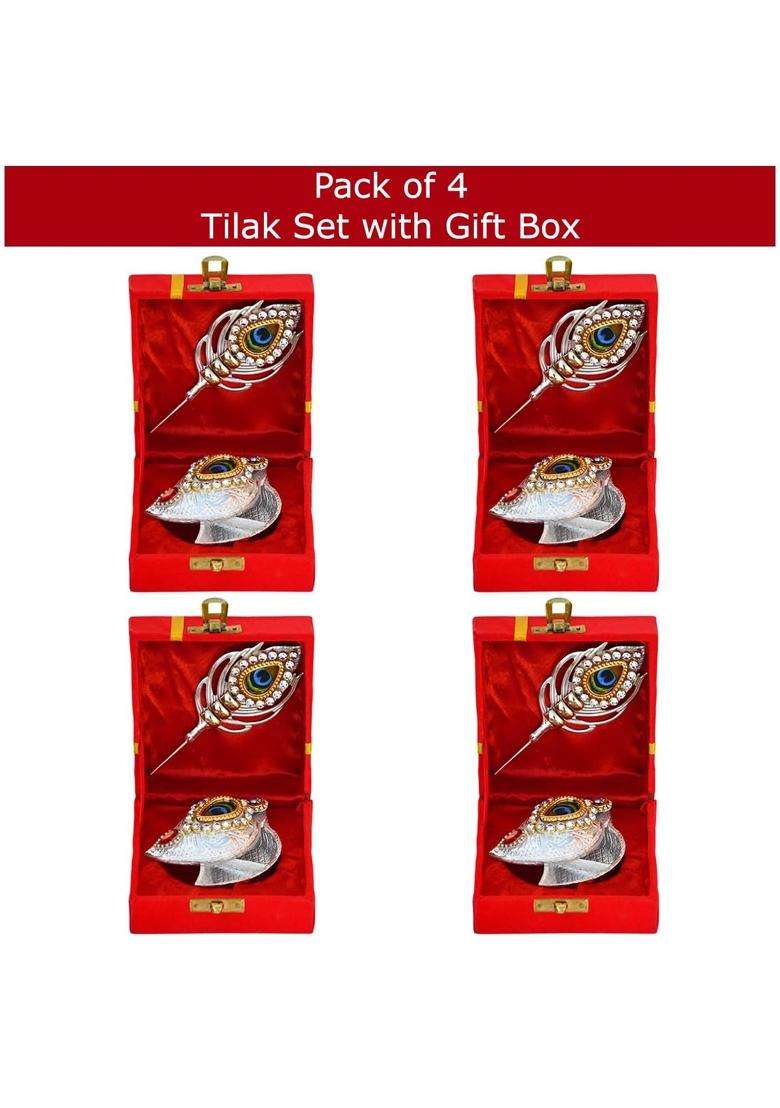 Saugat Traders Bulk Return Gifts for Pooja Function Baby Shower Tilak Set Gift Box for Ladies Women Pack of 4 - Indya