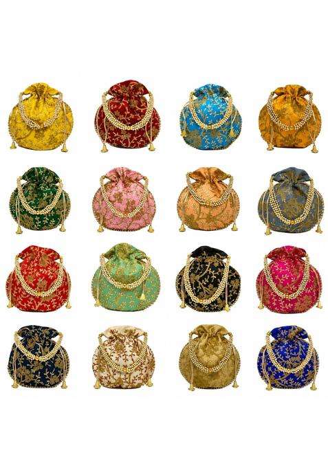 Decovora Embroidered Potli Bags for Women Potli Purse for Wedding Return Gifts Pack of 10