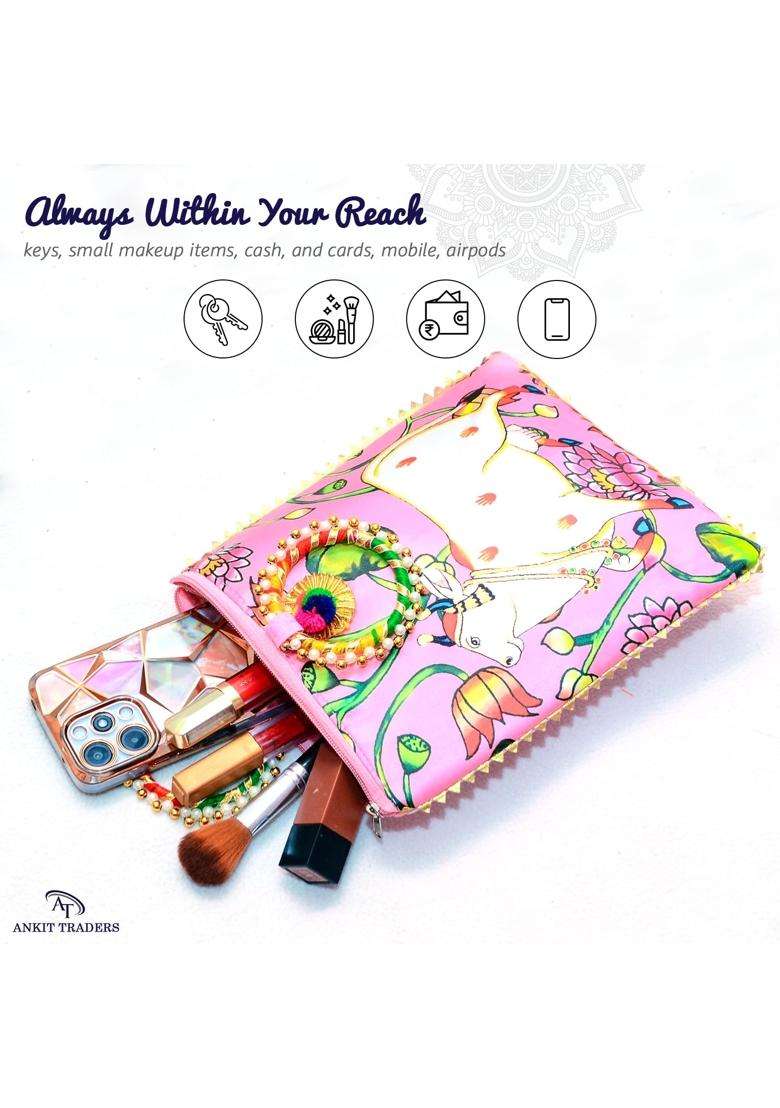 AT Ankit Traders Women Potli Bags Gifting Potli with Handle and Zipper Pack of 6 - Indya