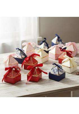 Satyam Kraft Multicolour 80 Pcs Small Diamond Shape Paper Folding Gift Boxes with Ribbon