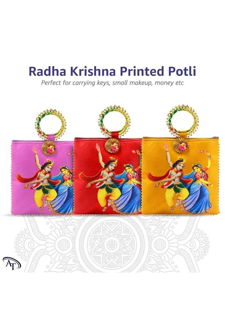 AT Ankit Traders Women Potli Bags Gifting Potli with Zip and Bangle Handle Pack of 12 - Indya