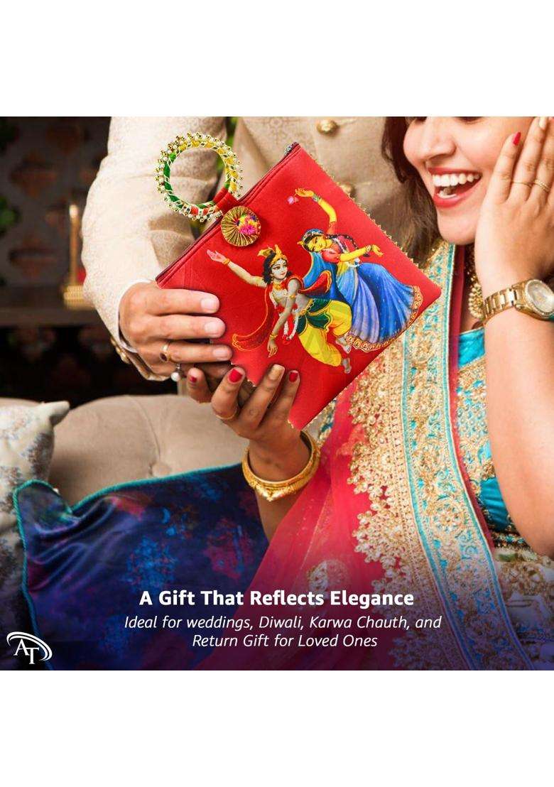 AT Ankit Traders Women Potli Bags Gifting Potli with Zip and Bangle Handle Pack of 12 - Indya