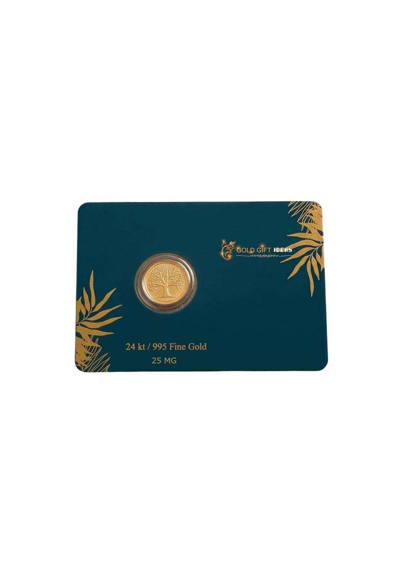 Goldgiftideas 999 Pure Gold Banyan Tree Coin for Corporate Events Gold Kalpavriksha Coins Housewarming Gift - Indya