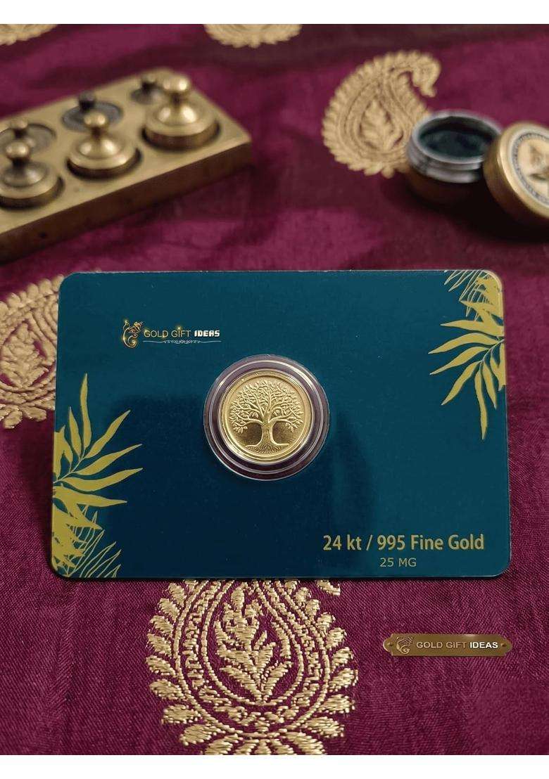 Goldgiftideas 999 Pure Gold Banyan Tree Coin for Corporate Events Gold Kalpavriksha Coins Housewarming Gift - Indya
