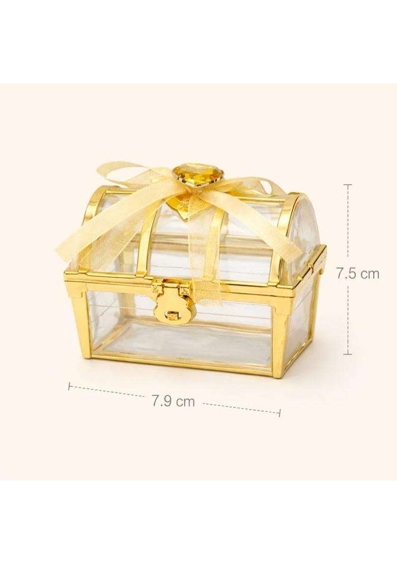 Vrindavanstore Premium Glass Gift Box with Golden Frame Elegant Ring Ceremony Box Jewelry Storage Box - Indya