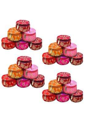 Rishabh Overseas Multipurpose Box for Women Matki Shape Printed Jewellery Organiser and Earring Pack of 24