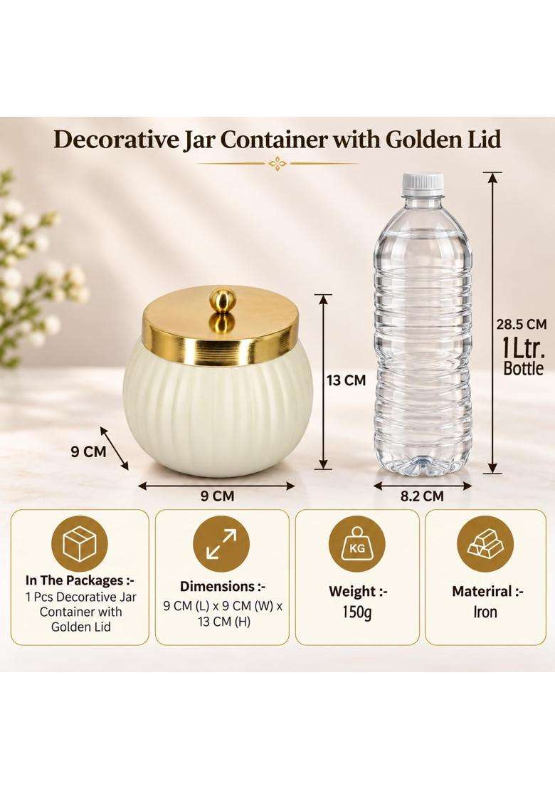 Craftvatika Decorative Bowl Jar with Golden Lid Return Gifts for Woman House Warming Gift Pooja Set of 5 - Indya