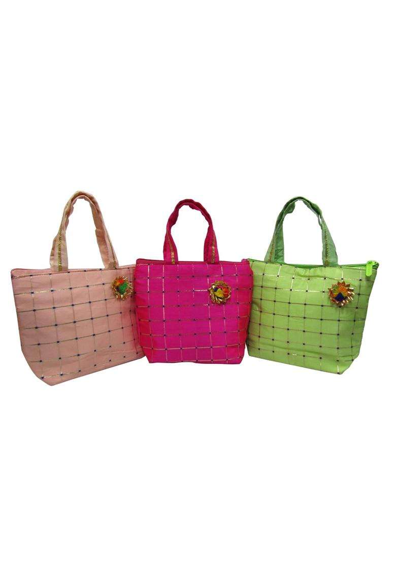 Purple Pink Ethnic Traditional Design Potli Bag Return Gifts for Women Bulk Wedding Favors Potli Purse - Indya