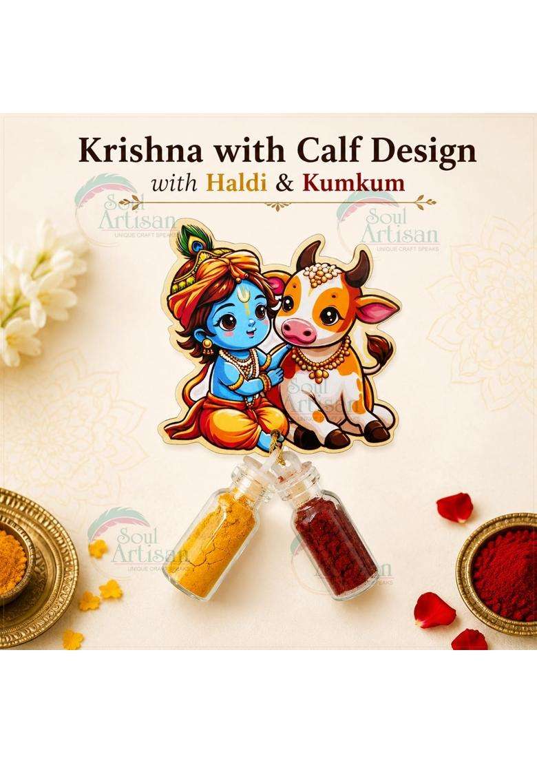 Soul Artisan Krishna with Calf with Tilakam in Wish with Magnet Thamboolam Return Gift Pack of 20 - Indya