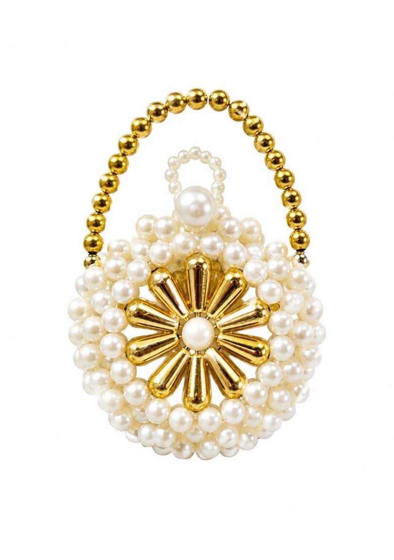 Srajan Creation Handmade Beaded Coin Pouch Pearl and Bead Return Gift Pouch for Wedding Set of 12 - Indya