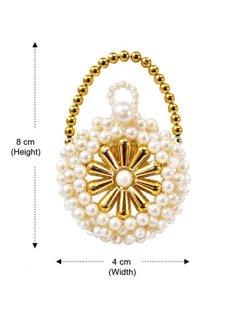 Srajan Creation Handmade Beaded Coin Pouch Pearl and Bead Return Gift Pouch for Wedding Set of 12 - Indya