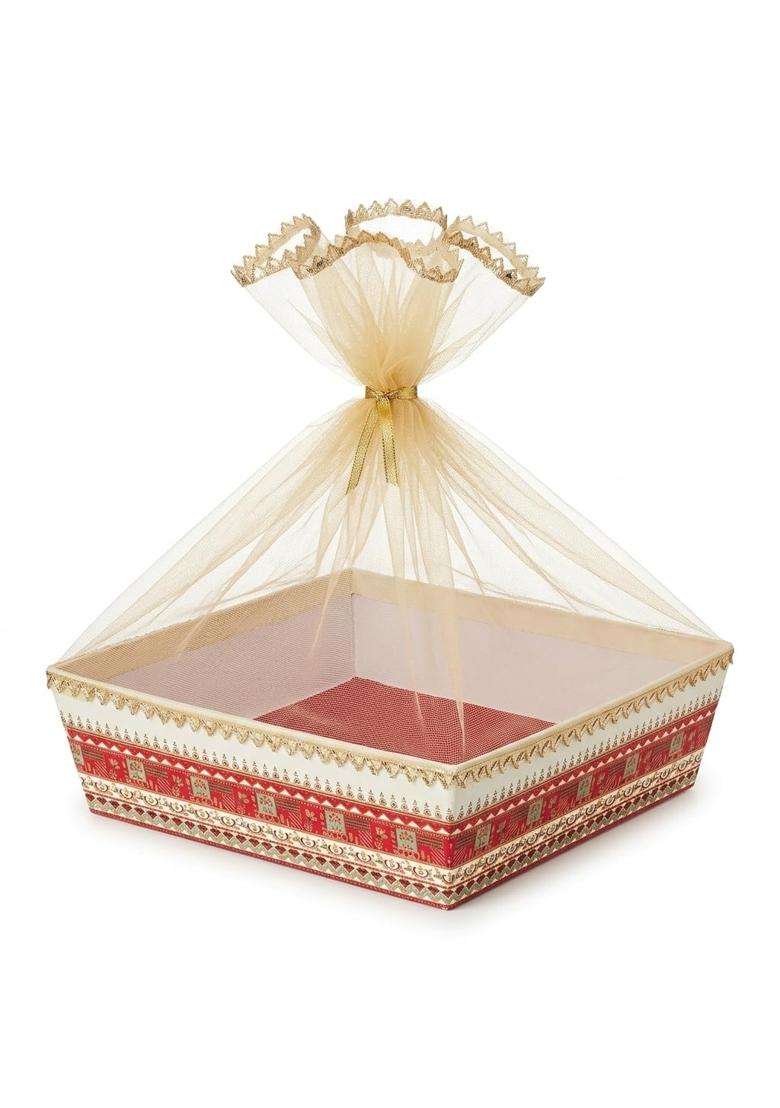 Taarmi Fancy Baskets 6 Large Square Dry Fruit Gifting Basket Wedding Hamper Basket Pack of 6 - Indya