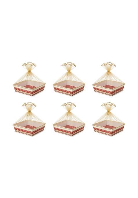 Taarmi Fancy Baskets 6 Large Square Dry Fruit Gifting Basket Wedding Hamper Basket Pack of 6