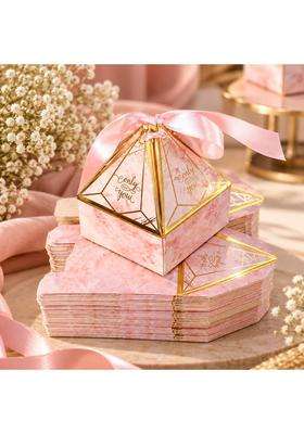 Satyam Kraft Pink 80 Pcs Small Diamond Shape Paper Folding Gift Boxes with Ribbon