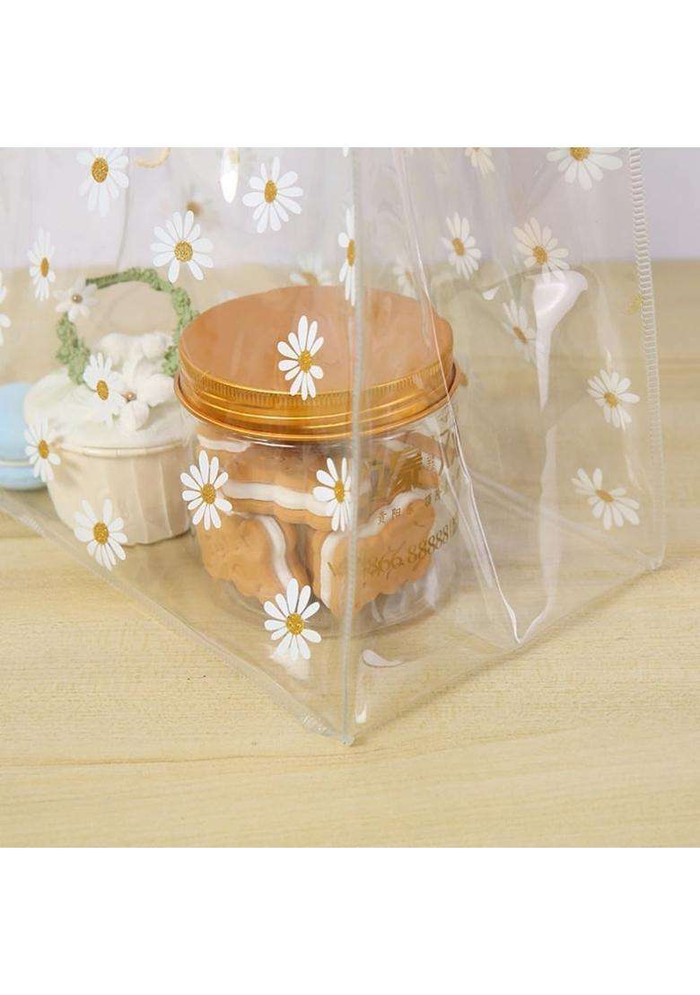Satyam Kraft Cream 12 Pcs Transparent Reusable Leather Goodie Bags - Indya