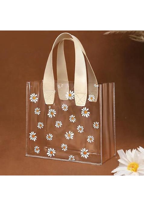 Satyam Kraft Cream 12 Pcs Transparent Reusable Leather Goodie Bags