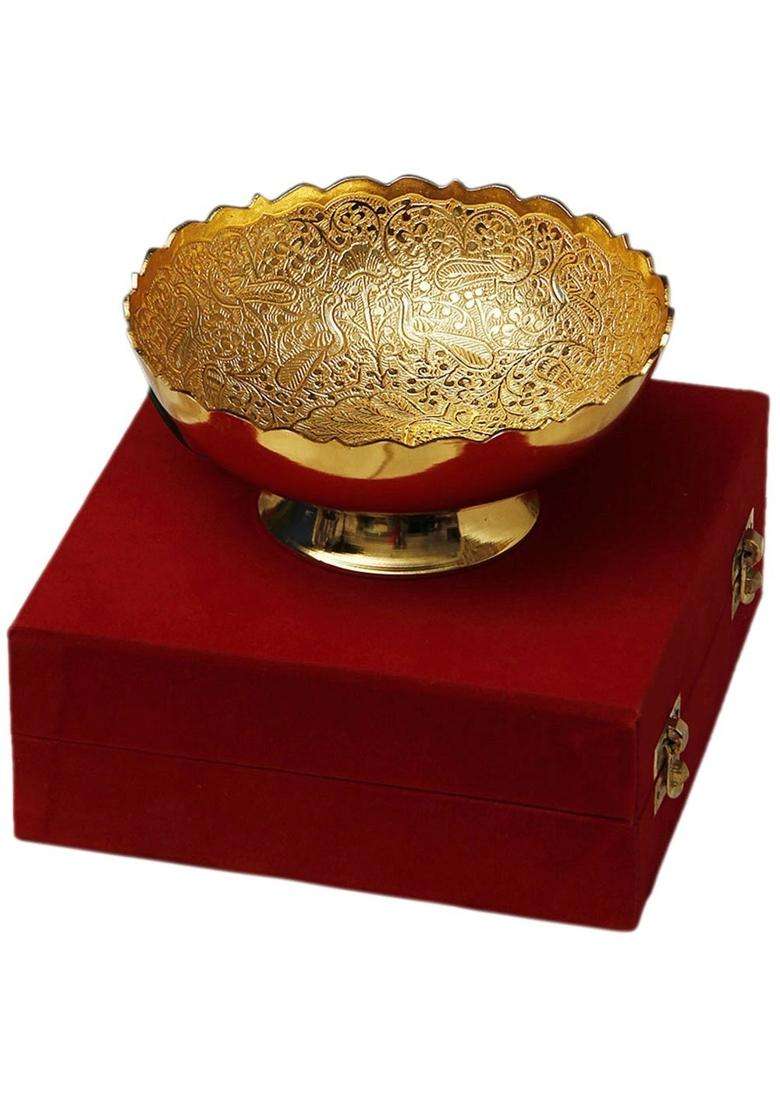 Jaipur Ace Gold Plated Pure Red Velvet Gift Box - Indya