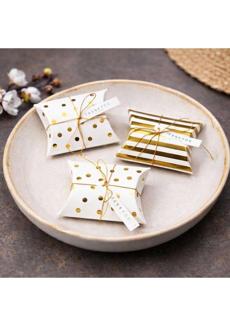 Satyam Kraft 60 Pcs Golden Decorative Folding Paper Gift Boxes - Indya