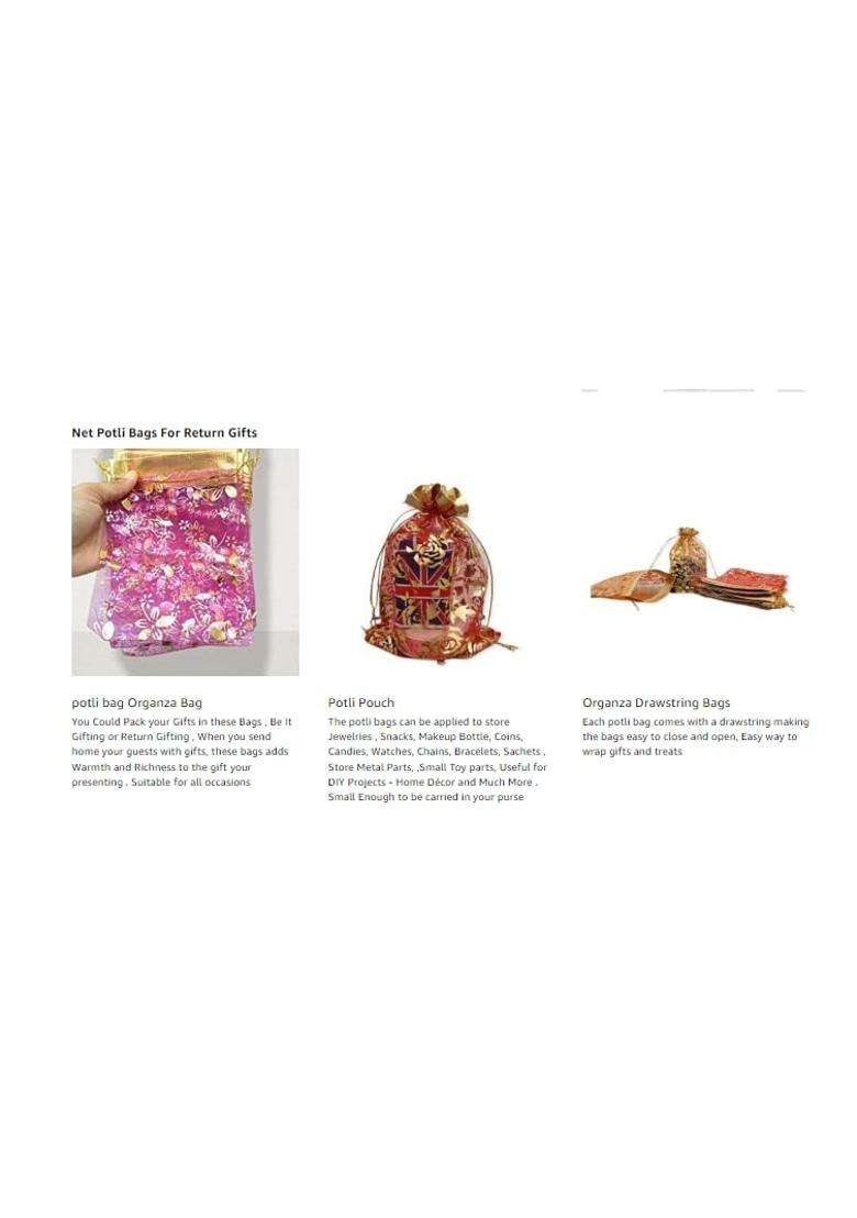 Vinayakamart Vinyakamart Potli Bags for Return Gift Return Gift Organza Potli Bags Jewelry Pouches - Indya