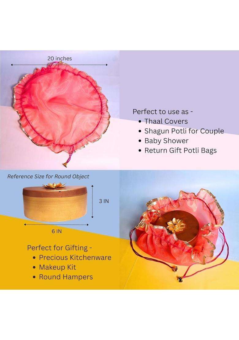 Goldgiftideas Organza Fancy Tissue Potli Pouches Large Double Layer Premium Return Gift Bags - Indya