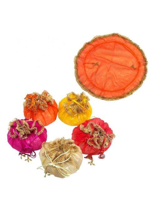 Goldgiftideas Organza Fancy Tissue Potli Pouches Large Double Layer Premium Return Gift Bags