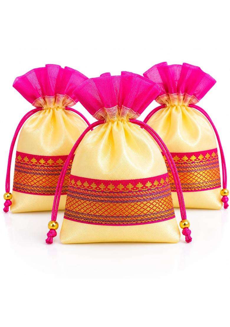 Nibbler Multicolor Traditional Potli Gift Bags for Return Gifts Shagun and Jewelry Storage Pack of 24 - Indya