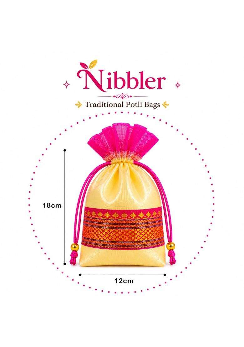 Nibbler Multicolor Traditional Potli Gift Bags for Return Gifts Shagun and Jewelry Storage Pack of 24 - Indya