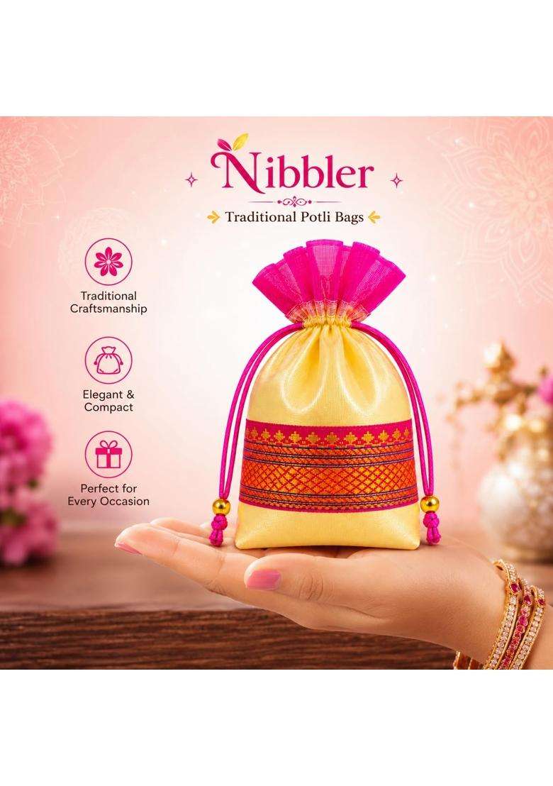 Nibbler Multicolor Traditional Potli Gift Bags for Return Gifts Shagun and Jewelry Storage Pack of 24 - Indya
